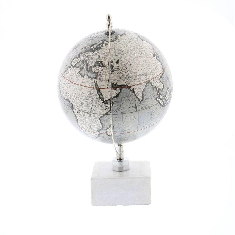 Olivia & May 13" x 9" Contemporary Decorative Globe with Iron and Ceramic Stand White: Metal Tabletop Sculpture, Indoor Display