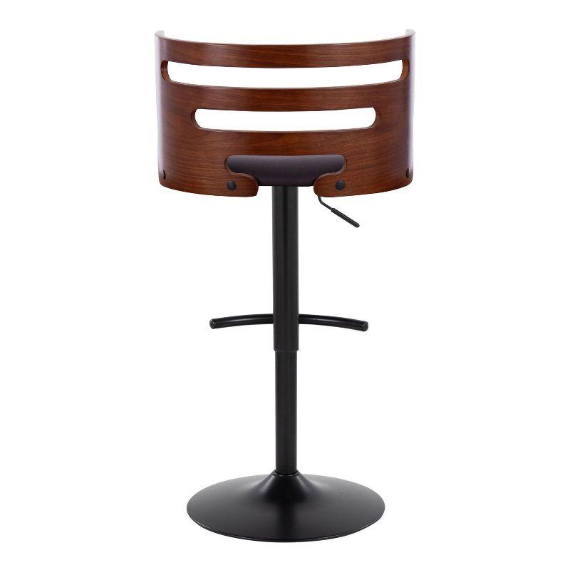 Cosi Adjustable Black Metal and Walnut Wood Swivel Barstool