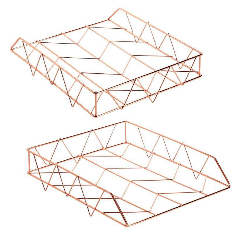Paper Junkie 2 Pack Metal Rose Gold Desk Organizer, Paper, Letter, File and Document Holder, 10 x 12 In