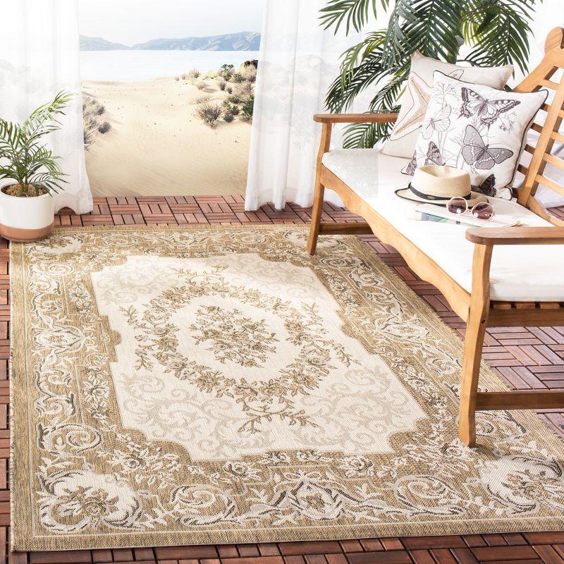 Courtyard CY7208 Power Loomed Indoor/Outdoor Area Rug - Creme/Brown - 6'7"x9'6" - Safavieh.