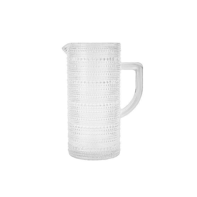 Jupiter Clear Glass Pitcher with Beaded Detailing, 35.5oz