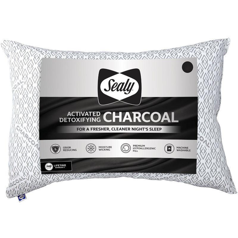 Sealy Jumbo Activated Charcoal Hypoallergenic Bed Pillow