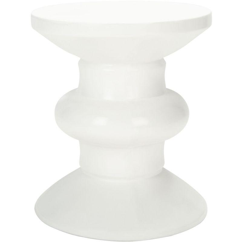 Ivory Geometric Concrete Outdoor Accent Stool