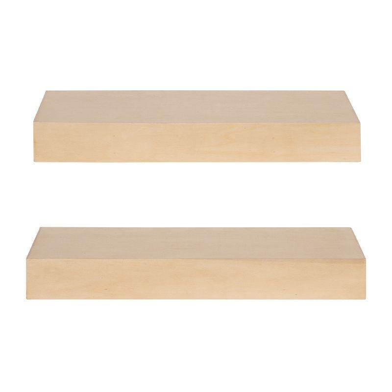 Kate and Laurel Havlock Rectangle MDF Floating Shelf, 2 Piece 18 Inch, Natural