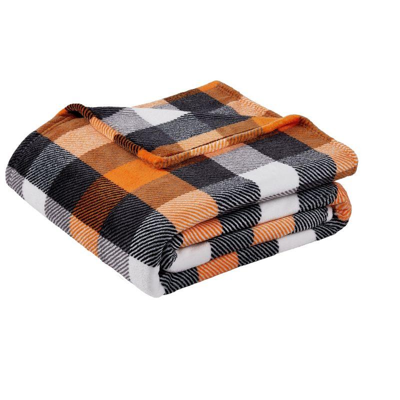 Kate Aurora Halloween Plaid Fleece Throw Blanket - 50" x 70"