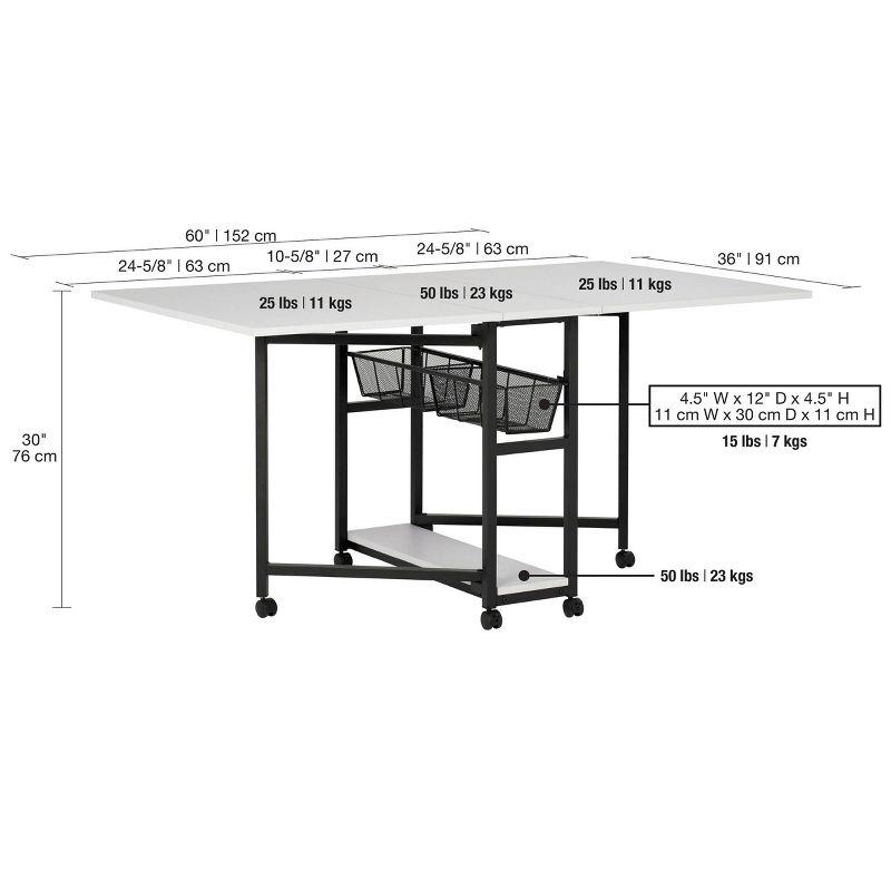 30&#34; Fixed Height Mobile Fabric Cutting Table with Storage Charcoal/White - Sew Ready