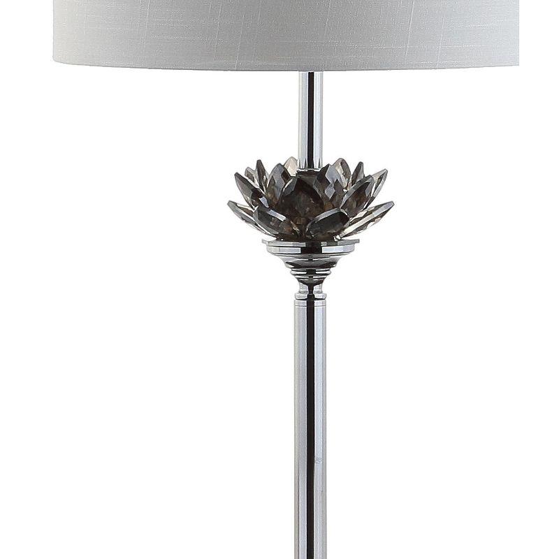 JONATHAN Y Amelia Lotus 59" Crystal/Metal LED Floor Lamp, Smoke Gray/Chrome