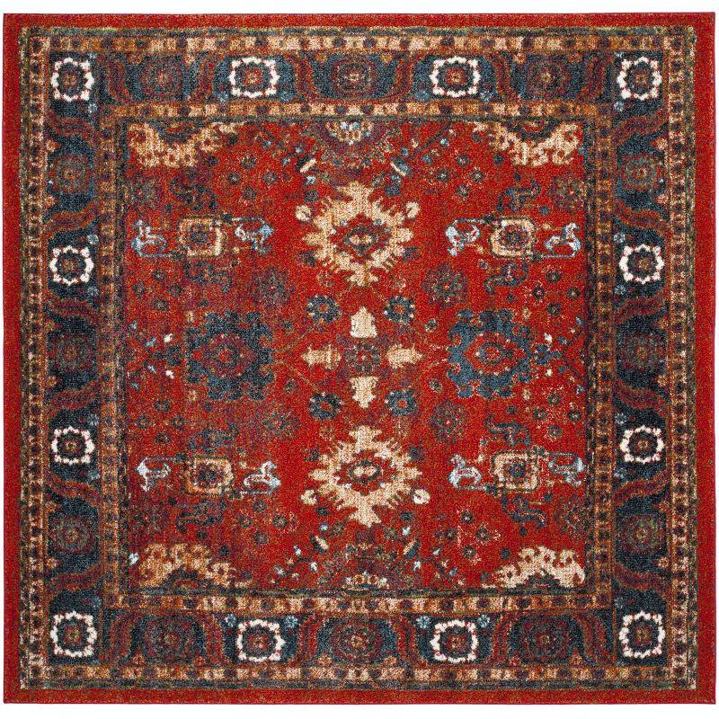 Vintage Hamadan VTH214 Power Loomed Indoor Area Rug - Orange/Blue - 6'7"x6'7" - Safavieh