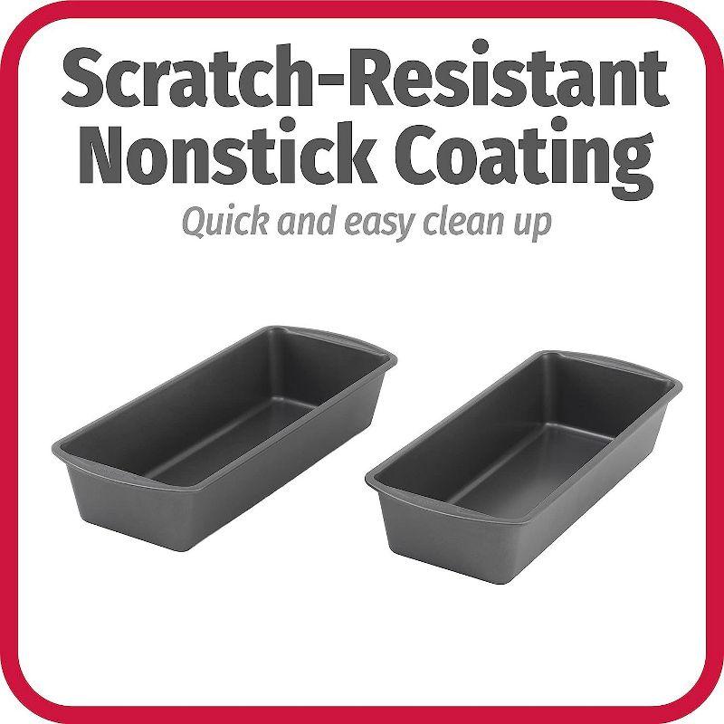 GoodCook Set of 2 Extra Large 13'' x 5'' Nonstick Steel Bread Loaf Pans, Gray,