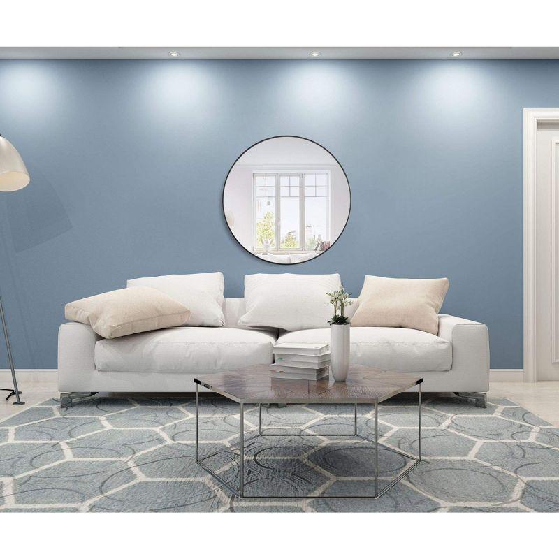 Elegant Lighting Metal frame Round Mirror 42 inch Silver finish