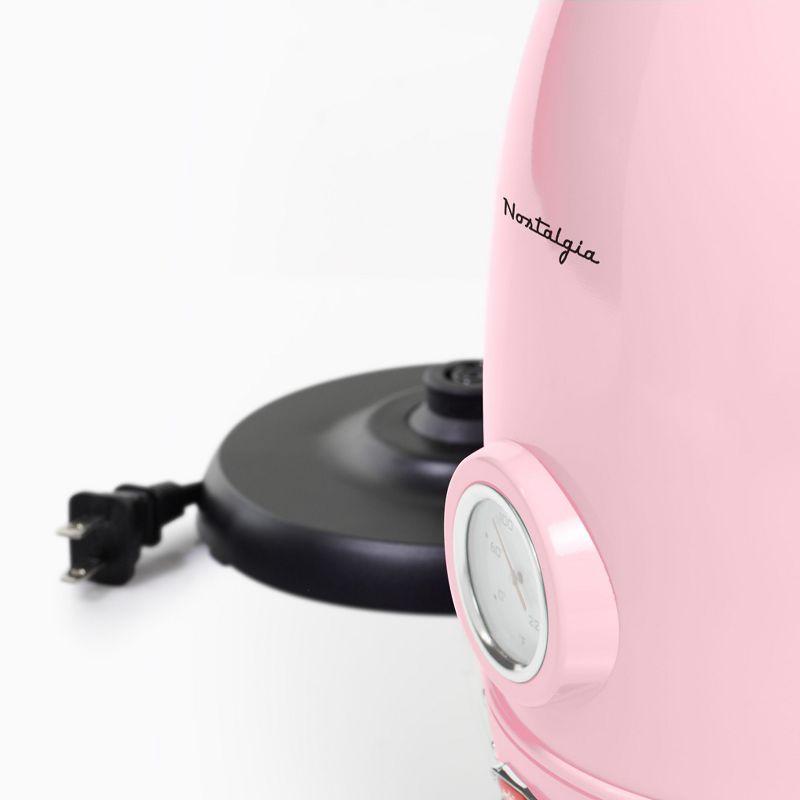 Nostalgia Retro 1.7-liter Stainless Steel Electric Water Kettle With Strix Thermostat, Pink