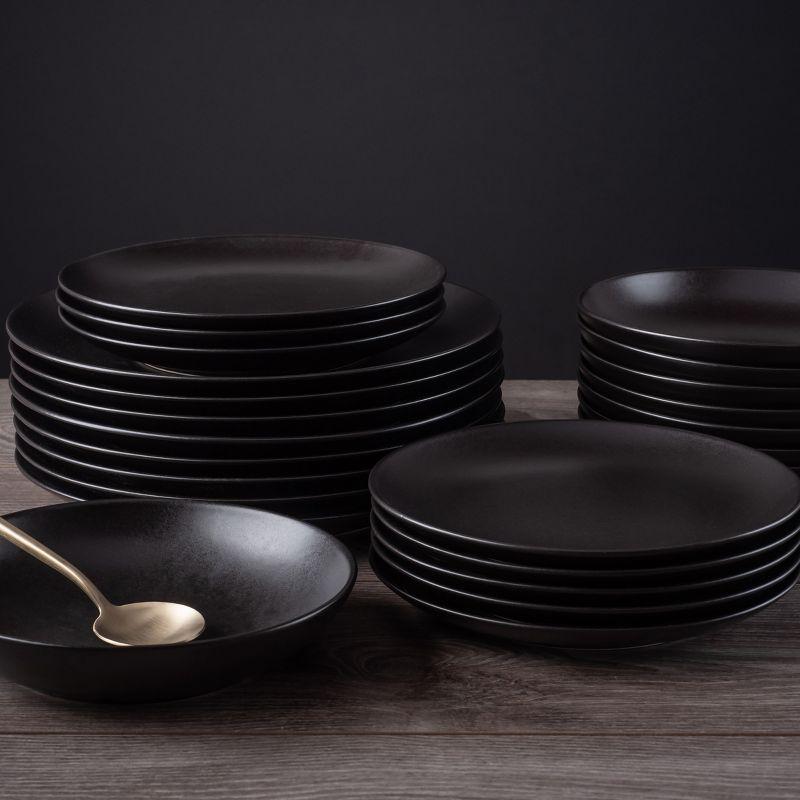 Black Matte 12-Piece Ceramic Dinnerware Set, Service for 4