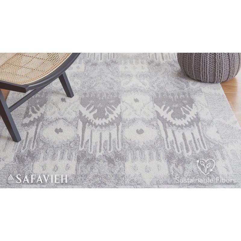 Silk Road Inspired Hand-Tufted Wool Area Rug in Light Grey - 3' x 5'