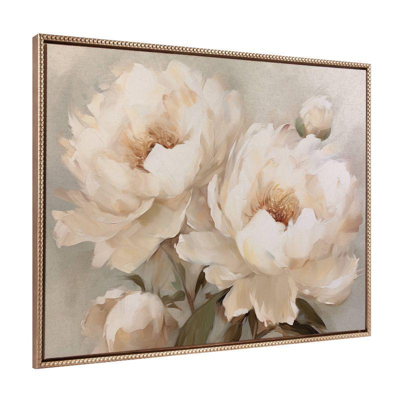 Kate & Laurel All Things Decor 31.5"x41.5" Sylvie Beaded Painterly Peonies Framed Canvas by The Creative Bunch Studio Gold