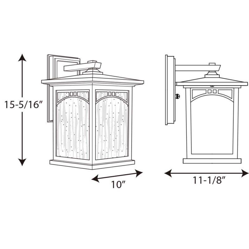 Progress Lighting Residence Collection 1-Light Outdoor Wall Lantern, Antique Bronze, Umber Textured Art Glass Shade