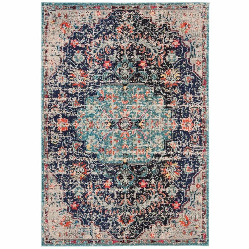 Madison MAD447 Power Loomed Indoor Accent Rug - Black/Teal - 3'x5' - Safavieh.