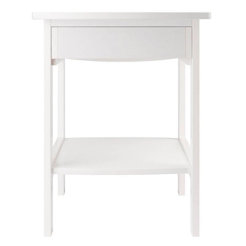 Claire Accent Table White - Winsome: Wood Composite Nightstand with Drawer & Shelf, Spot Clean