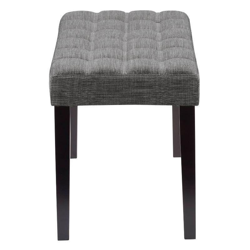 California Fabric Tufted Bench Dark Gray - CorLiving: Entryway, Living Room, Foam Padded, Wood Legs