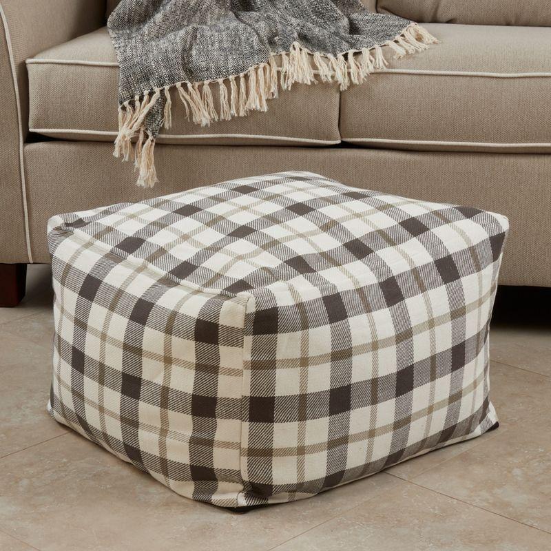 Saro Lifestyle Plaid Pouf, 20"x20"x14" Square, Grey