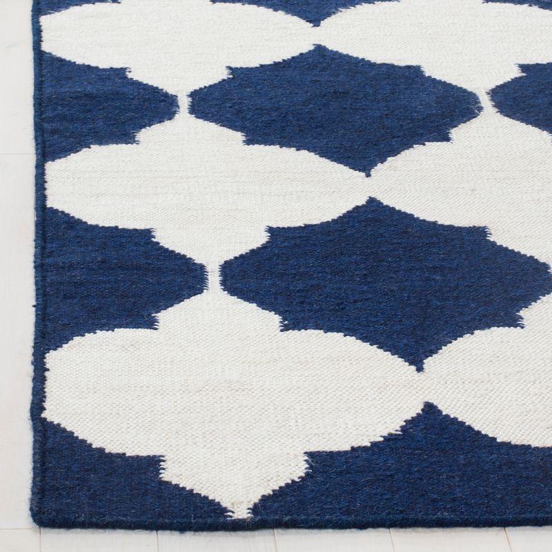 Dhurries DHU624 Hand Woven Area Rug - Navy/Ivory - 5'x8' - Safavieh.