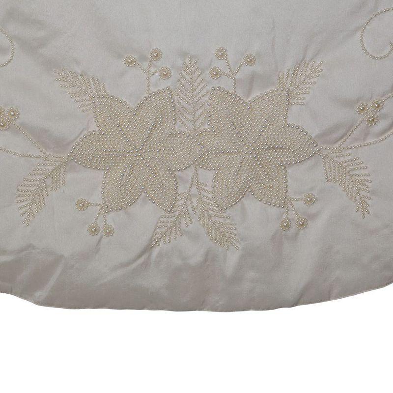 Kurt Adler 54-Inch Ivory with Pearl Beads Tree Skirt