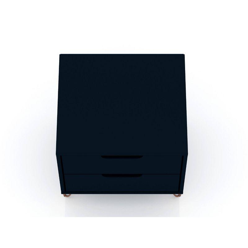 Set of 2 Rockefeller 2 Drawer Nightstands Tatiana Midnight Blue - Manhattan Comfort: Modern Splayed Metal Legs, MDF