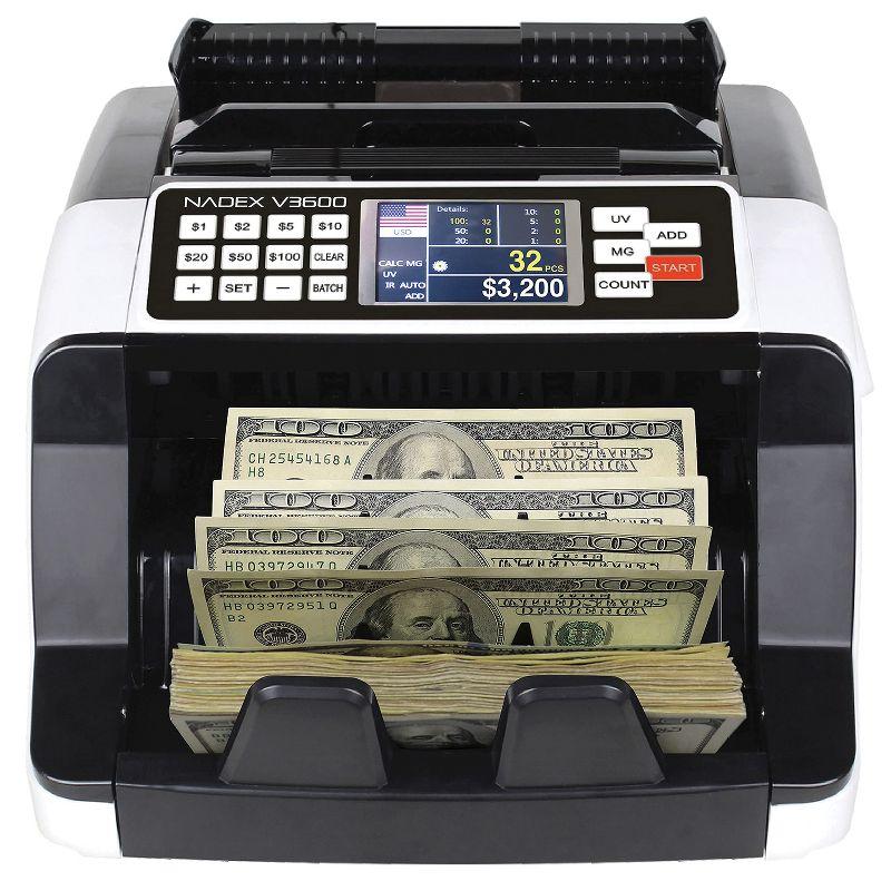 Nadex Coins™ V3600 Money Counter and Counterfeit Detector in White