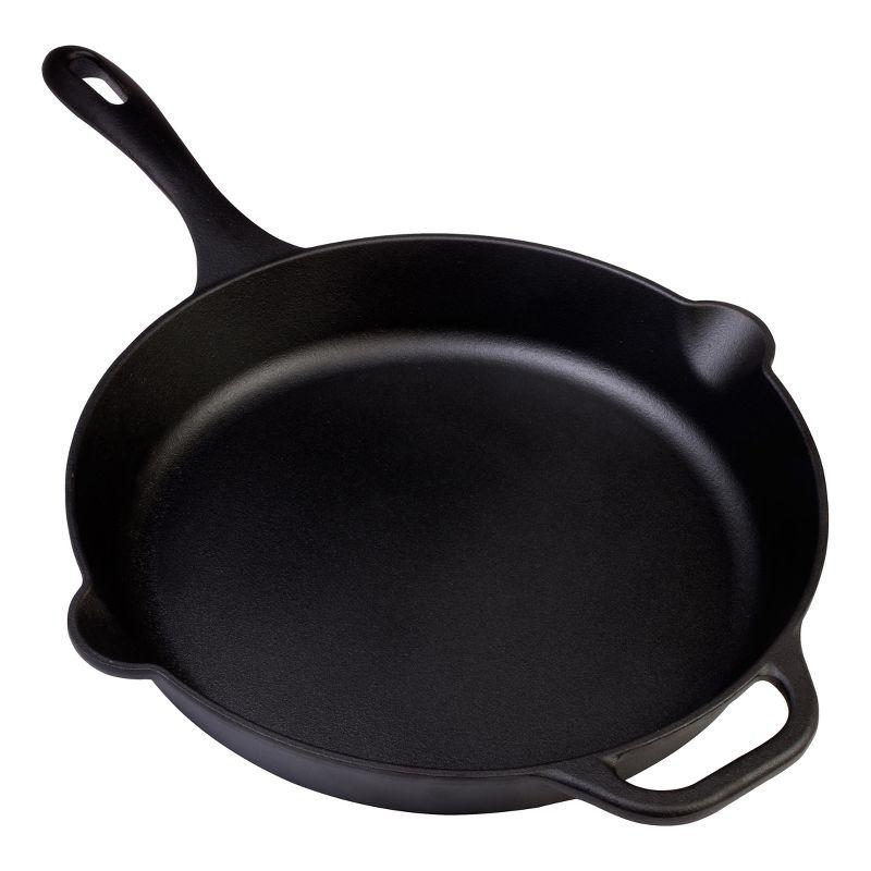 Victoria Seasoned 12" Cast Iron Skillet with Helper Handle: Preseasoned, Oven-Safe, 12 Inch, Long Handle, Lifetime Warranty