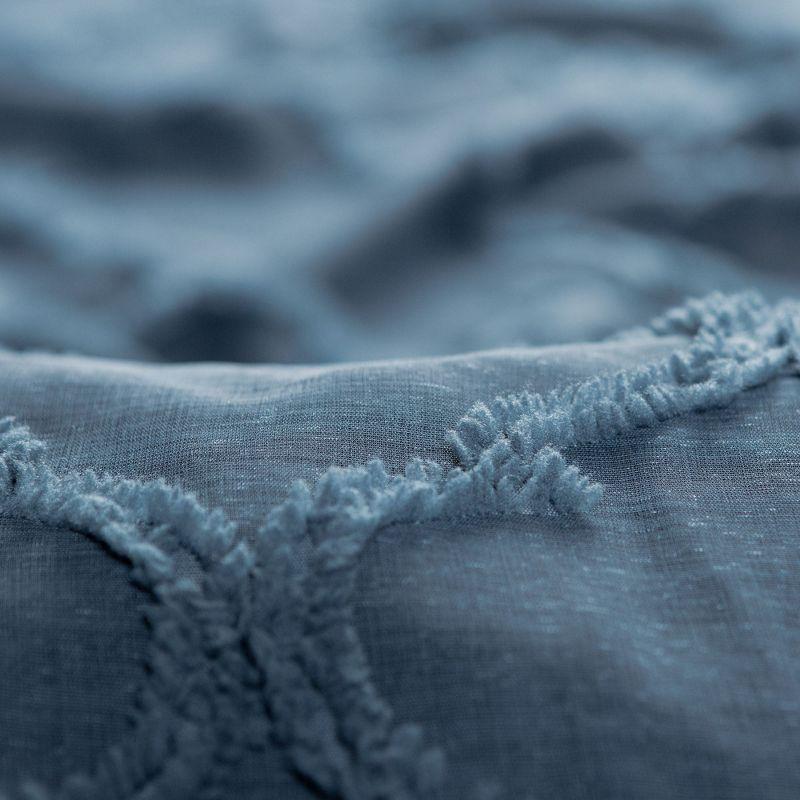 Chanasya 2pk Moroccan Embroidered Grommet Textured Sheer Window Curtain Panels - Set of 2 - 52 x 63 Inches Long - Dark Blue