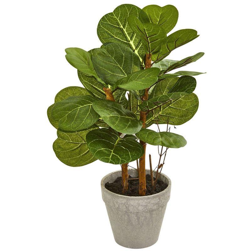 22-Inch Green Plastic Fiddle Leaf Artificial Plant in Pot