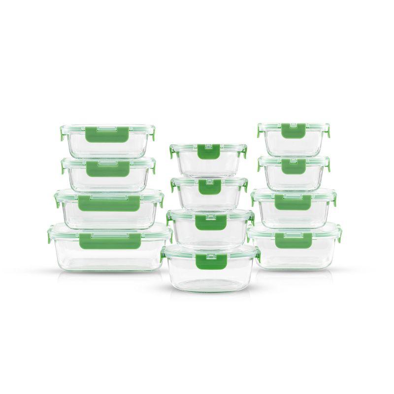 JoyJolt JoyJolt 24-Piece Glass Storage Container Kitchen Food Storage Set with Lids