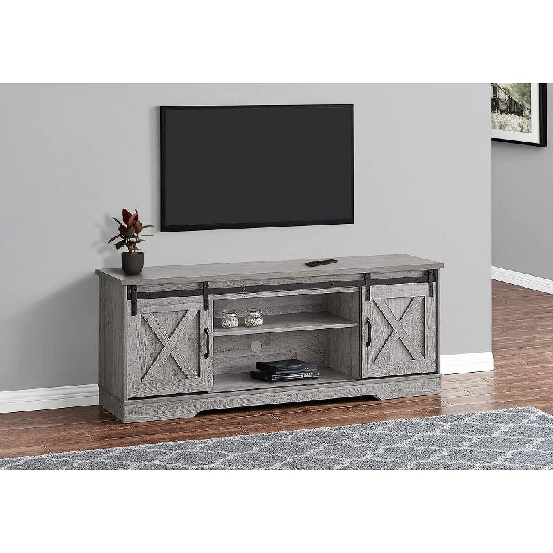 Monarch Specialties Tv Stand 60 Inch Console Media Entertainment Center Storage Cabinet Living Room Bedroom Laminate Grey Transitional