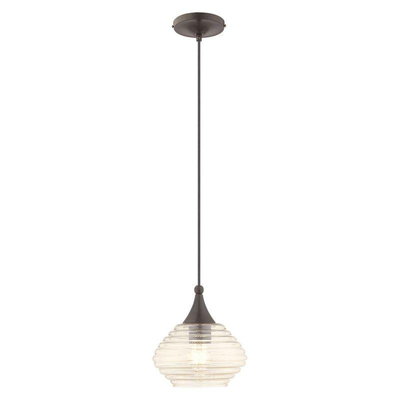 Livex Lighting Art Glass 1 - Light Pendant in  English Bronze