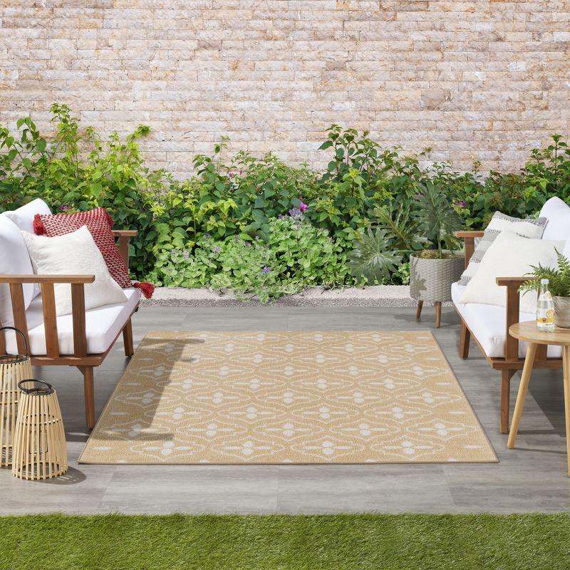 Nourison Essentials Moroccan Modern Indoor Outdoor Rug Beige Ivory 4' x 6'