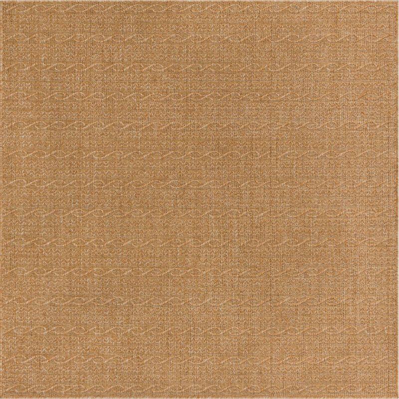 Unique Loom 6' 1 x 6' 1 Square Light Brown Outdoor Modern Links Area Rug