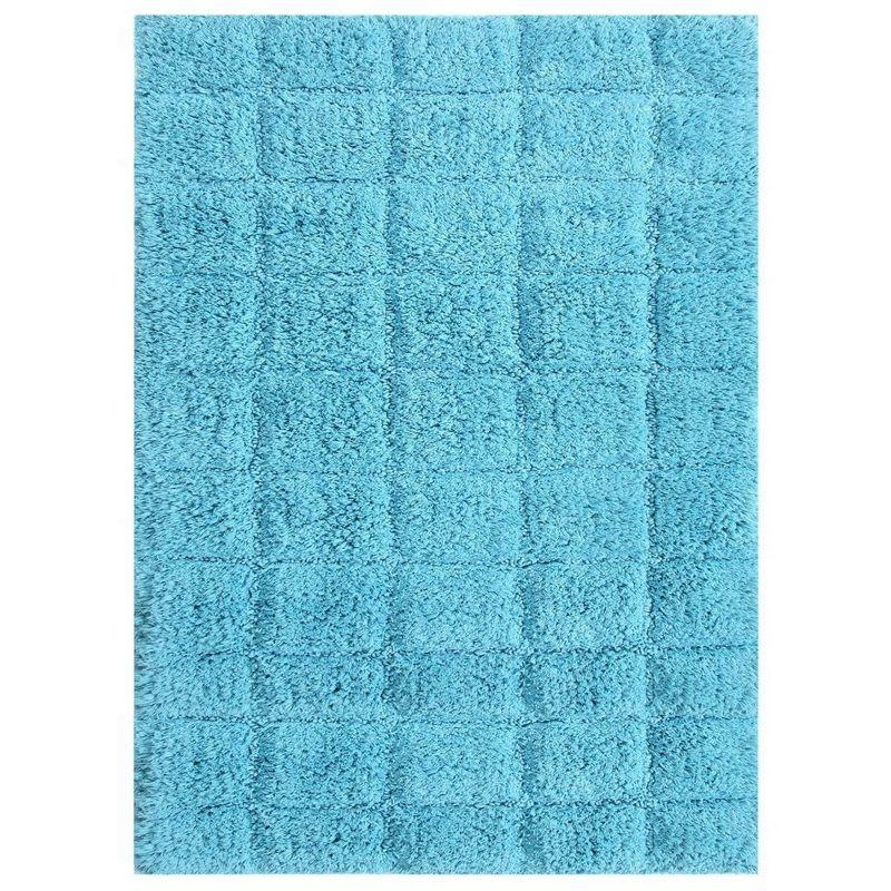Knightsbridge Summer Tile 220 GSF Non Skid Back Bath Rug 21 x 34 - Aqua