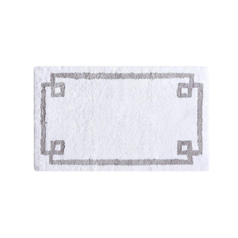 Evan White Cotton Tufted 24"x40" Bath Rug with Grey Border