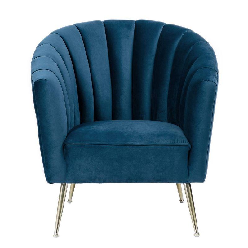 Manhattan Comfort Rosemont Velvet Accent Chair Blue: Upholstered, Semi-Gloss Finish, Wood Frame