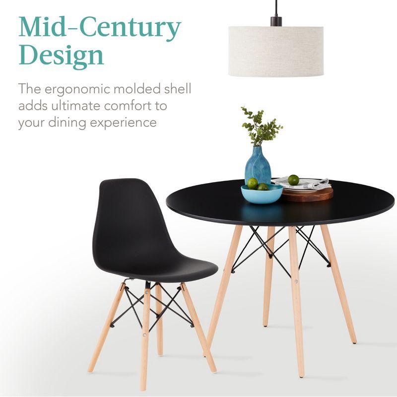 Best Choice Products 5-Piece Compact Mid-Century Modern Dining Set w/ 4 Chairs, Wooden Legs - Black/Oak