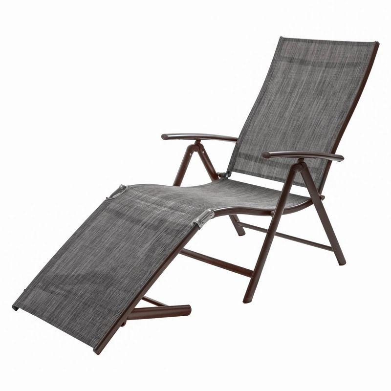 2pc Outdoor Aluminum Adjustable Chaise Lounges - Black/Gray - Crestlive Products: Foldable, Weather-Resistant, No Assembly Required