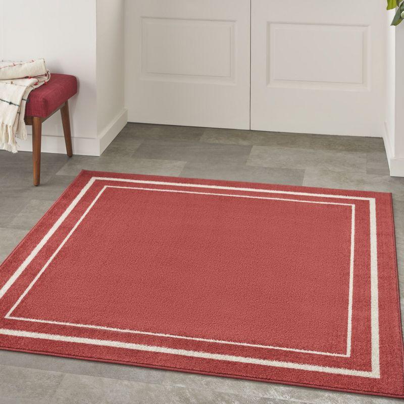 Nourison Essentials 5' x square Brick/Ivory Contemporary Indoor/Outdoor Rug