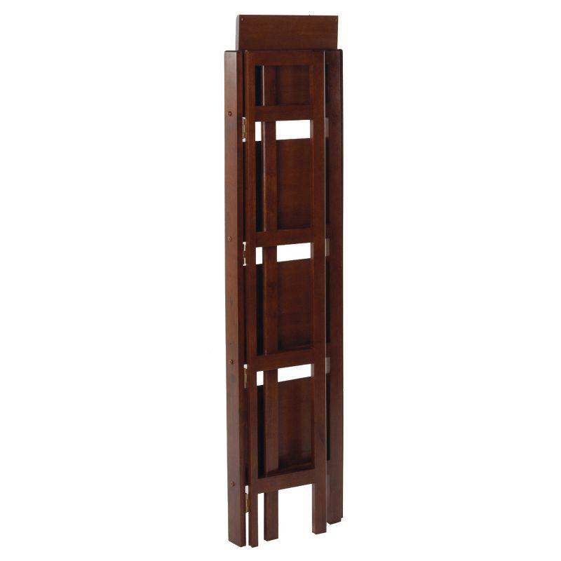 Transitional Slim Walnut 4-Tier Folding Bookcase for Kids and Books