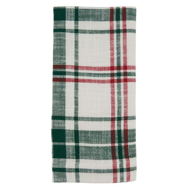 Saro Lifestyle Plaid Napkin, 20" Square, White/Green (Set of 4)