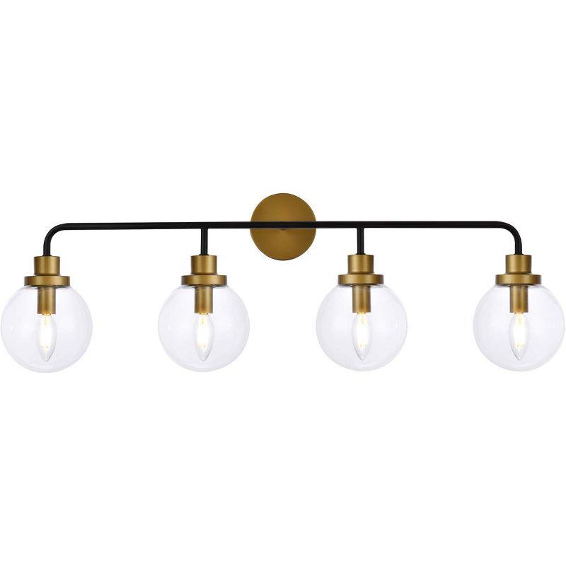 Elegant Lighting Hanson 4 lights bath sconce in black with brass with clear shade