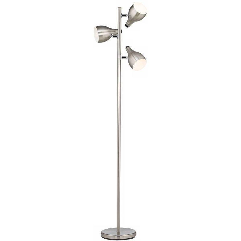 360 Lighting Modern Floor Lamp 3-Light Tree 64" Tall Brushed Steel Adjustable Shades for Living Room Reading Bedroom Office