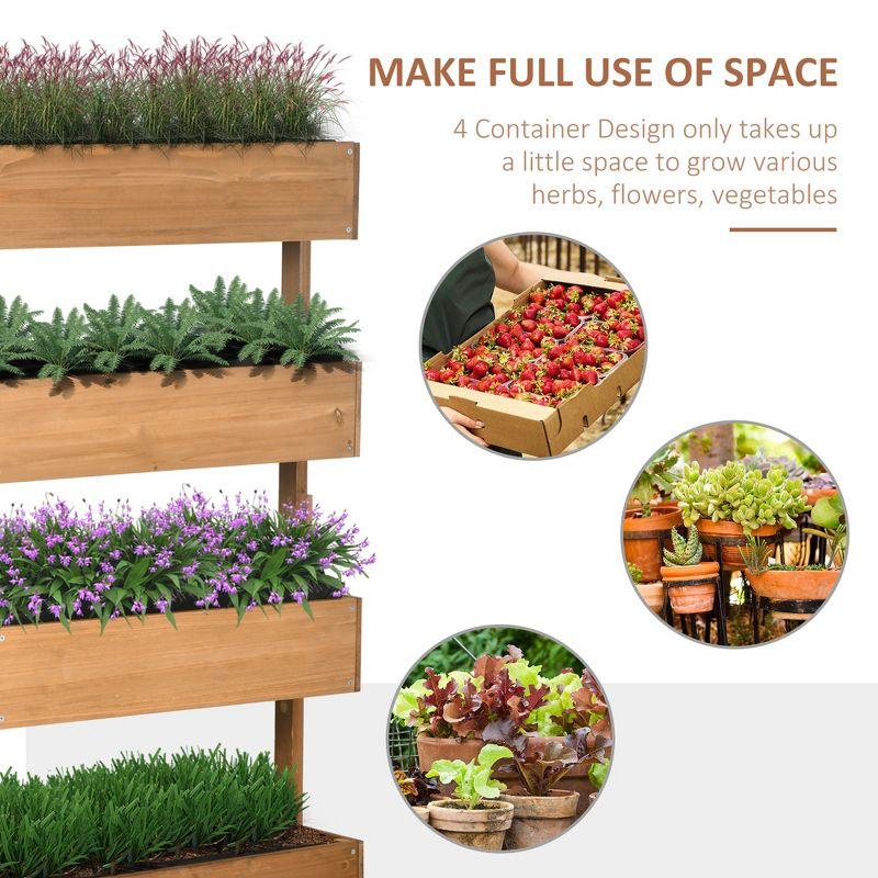 Maggift Planters Vertical Garden Planter, Wood 4 Tier Planter Box, Self Draining Outdoor Flowers, Vegetables and Herbs, Orange 33.7"*21.7"*8.7"