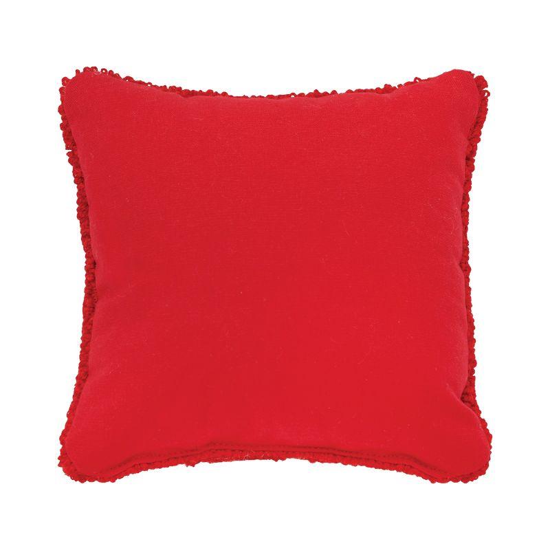 Santa Paws Christmas with Paw Prints on Red Background Petite Accent Hooked Throw Pillow