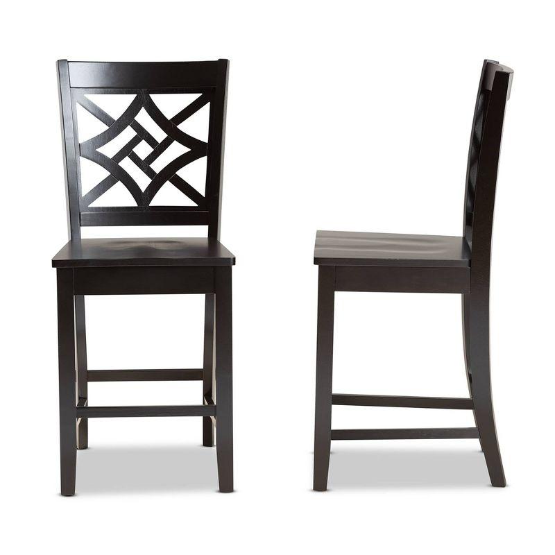 Nicolette Dark Brown Wood Contemporary Counter Stool Set