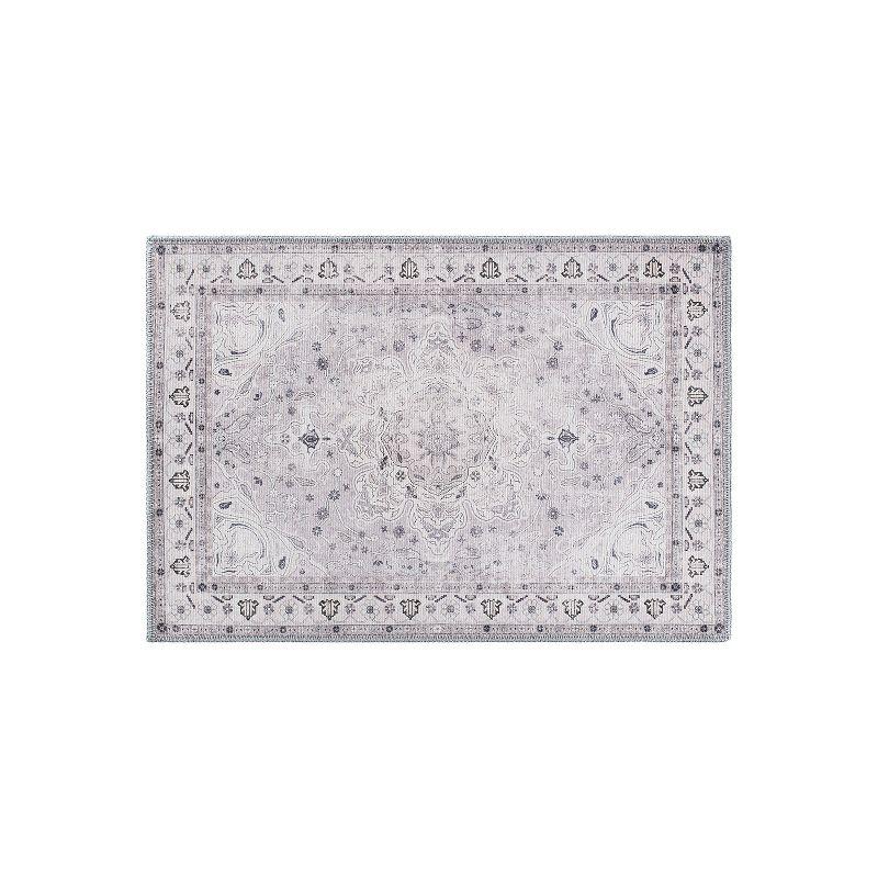 World Rug Gallery Transitional Medallion Machine Washable 2'1"x3' Gray Area Rug