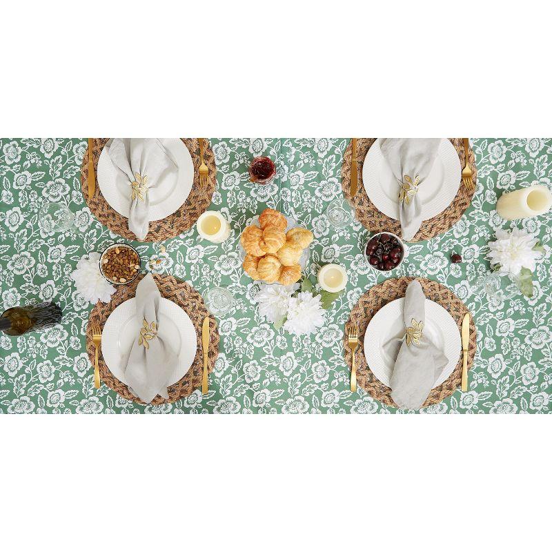 Design Imports  Artichoke Green Floral Print Outdoor Tablecloth 60 Round